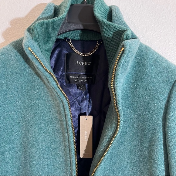 J. Crew Lodge Coat Size 2P Italian Stadium Cloth Nello Gori Wool Turquoi… - Picture 3 of 12